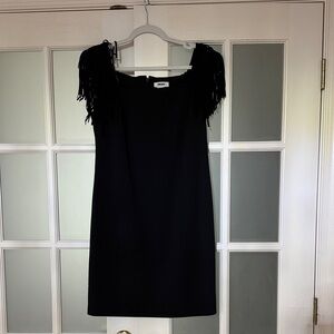 DKNY Black Dress with Fringe Sleeves
